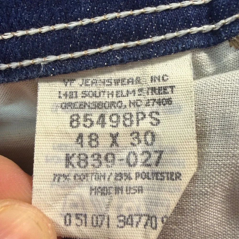 Vintage Wrangler USA Mens 48x30 Dark Wash Straight Leg Denim Jeans 85498PS